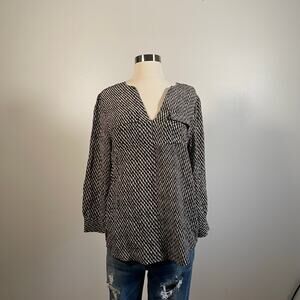 Joie • Silk Geometric Long Sleeve Blouse